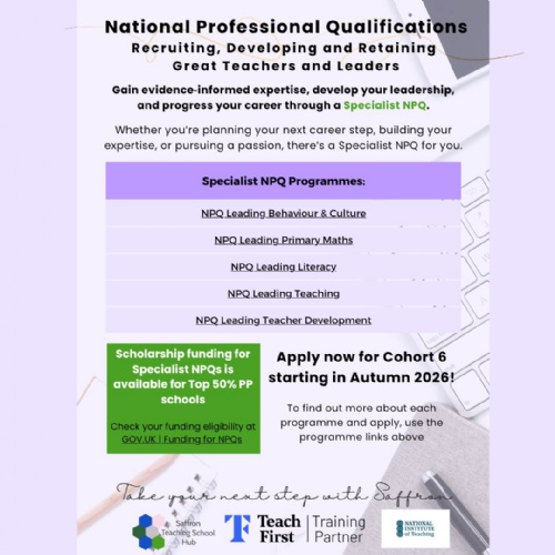 Specialist NPQs - scholarship funding for PP50 schools